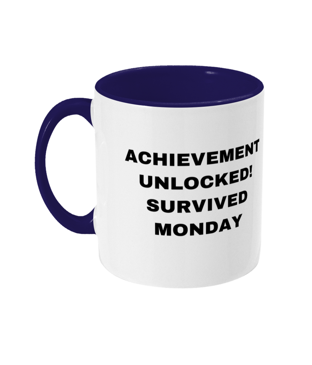 Gamers Two Toned Gift Mug 11oz (15 Colours) - Achievement Unlocked Survived Monday