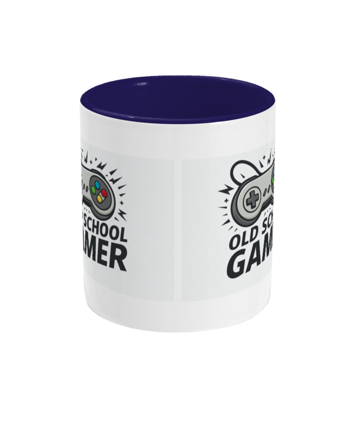 Gamers Two Toned Gift Mug 11oz (15 Colours) - Old School Gamer - Present, Birthday