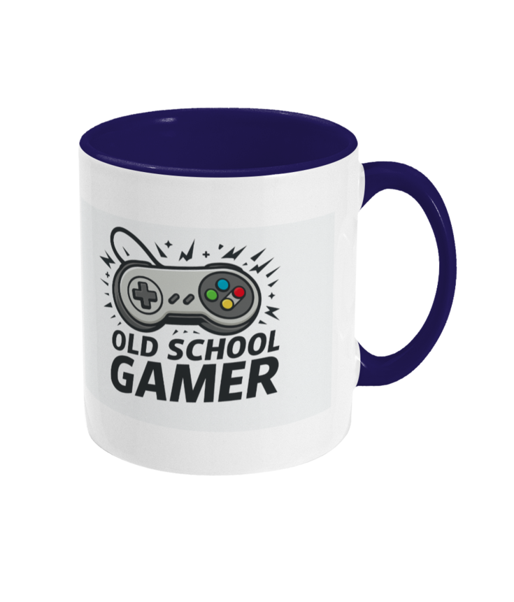 Gamers Two Toned Gift Mug 11oz (15 Colours) - Old School Gamer - Present, Birthday