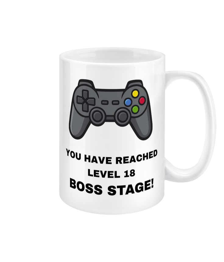 Gamers 18th Birthday Gift Mug 15oz - Level 18 - Present