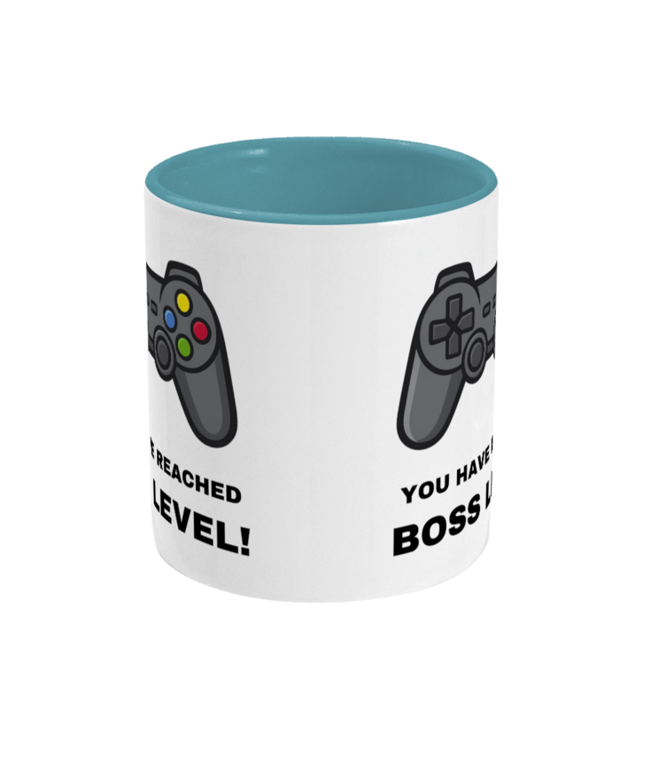 Gamers Two Toned Gift Mug 11oz (15 Colours) - Boss Level - Present, Birthday